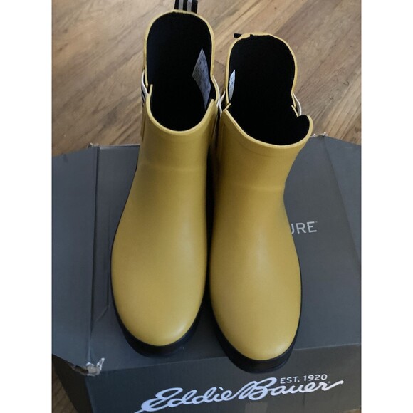 The Great x Eddie Bauer Greta Chelsea Rain Boots 10 Ankle Yellow Amber - Picture 2 of 12